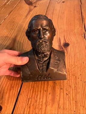 Bronze-Colored Bearded Gentleman Bust Sculpture